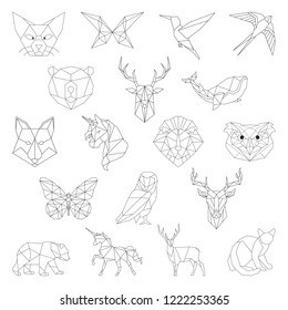 Set of animal linear illustrations