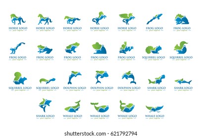 SET OF ANIMAL LOGO. animal logo with finance concept