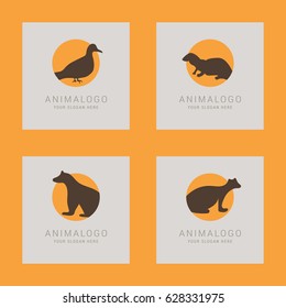 SET OF ANIMAL LOGO. Pigeon, Otter, Glutton, Polecat