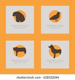 SET OF ANIMAL LOGO. Polar Bear, Crow, Tiger, Dog