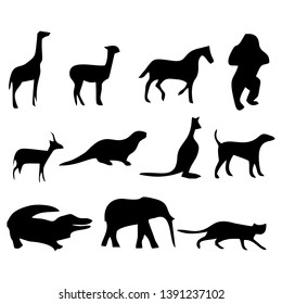 set animal logo vector black color