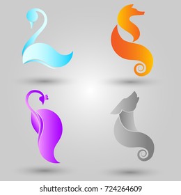 set of animal logos
