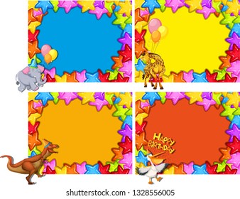Conjunto de animales en la ilustración del borde estelar