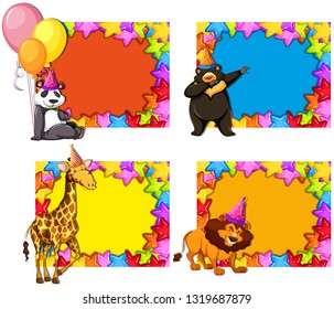 Set of animal party invitations illustration