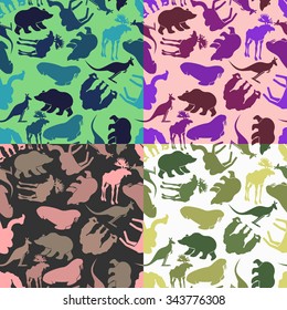 Set animal pattern. Color options from ornaments of wild animals. Textures for baby tissue.
