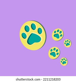 Set of animal paw print. Dog or cat footprint vector icon illustration Paw prints, icon. Vector paw. Dog, puppy, cat, bear, wolf. Legs. Foot prints.