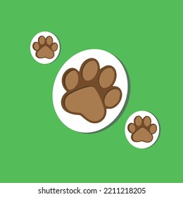 Set of animal paw print. Dog or cat footprint vector icon illustration Paw prints, icon. Vector paw. Dog, puppy, cat, bear, wolf. Legs. Foot prints.