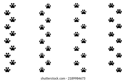 Set of Animal paw vector icon. Footprint cat, dog, tiger with claw. Animal path black silhouette. Vector 10 EPS.