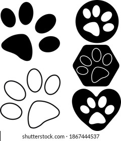 Set of animal paws. Vector illustration.