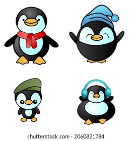 Set of animal penguin design flat illustration