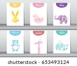 Set of animal polygon low poly on baby shower card, pattern design,animal,poster,template,greeting,Vector illustrations 