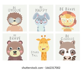 Set of animal posters for nursery.