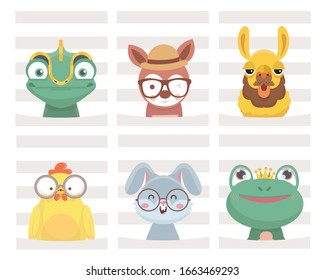 Juego de carteles de animales para la guardería.
