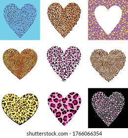 Set Animal Print Hearts Isolated On Stock Vector (Royalty Free ...