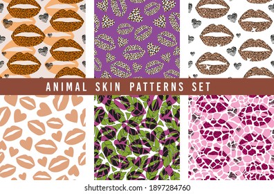 set of animal print lips