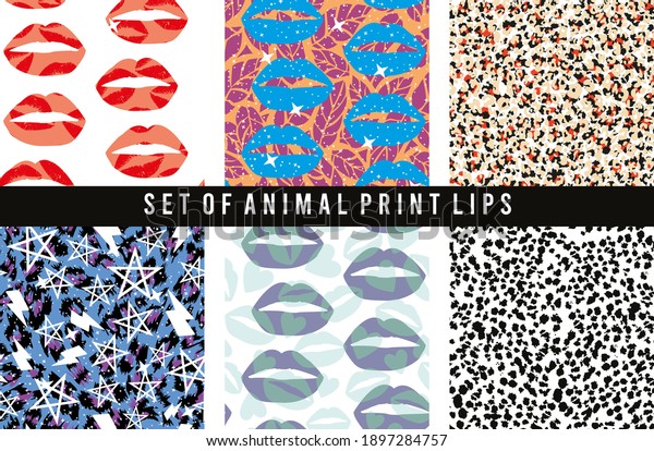 set of animal print\
lips