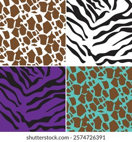 set of animal print pattern background design