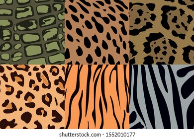 Set of animal prints vector.wild nature african safari print digital
