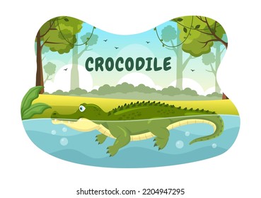 Set of Animal Reptile Template Hand Drawn Cartoon Flat Illustration with Various Types of Reptiles Animals Concept