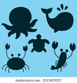 Set of animal sea	cute sticker
