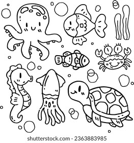 set of animal sea for templates.