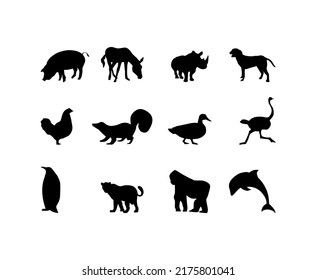 set of animal silhouette illustration
