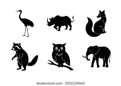 Set of animal silhouette vector illustration