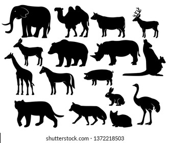 
Set of animal silhouettes for wildlife and nature vector illustration