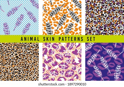 set of animal skin patterns
