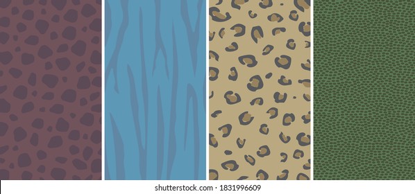 Set von tierischen Hautstrukturvektoren. Tiermuster, Hintergrund. Abstraktes Illustrationsdesign