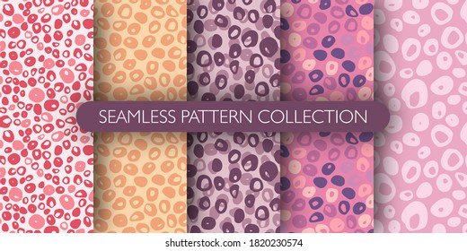 Set of animal spot pattern. Hand drawn jungle leather silhouettes collection. Design for wallpaper, textile, wrapping paper, fabric print. Vector illustration.