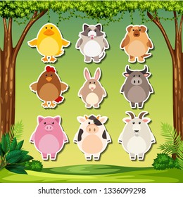Set of animal sticker illustration