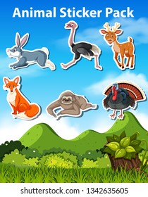 Set of animal sticker illustration