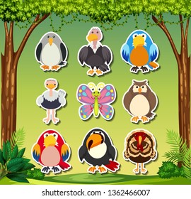Set of animal sticker illustration