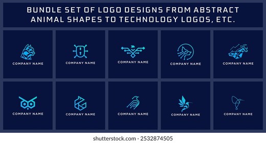 set of animal tech logo bundle