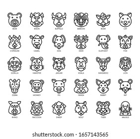 Set of animal thin line and pixel perfect icons for any web and app project. 