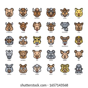 Set of animal thin line and pixel perfect icons for any web and app project. 