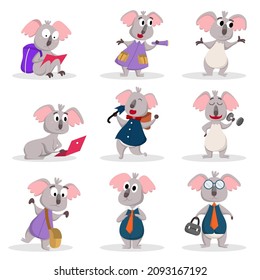Set of animal with various  Activity cartoon character Graphic design for banner, sticker advertising travel in summer theme Vector illustration