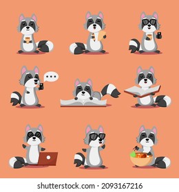Conjunto de animales con varios personajes de animaciones Diseño gráfico para banner, publicidad pegatina viajes en verano Tema vectorial Ilustración
