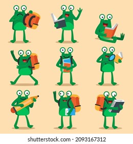Set of animal with various  Activity cartoon character Graphic design for banner, sticker advertising travel in summer theme Vector illustration