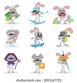 Set of animal with various  Activity cartoon character Graphic design for banner, sticker advertising travel in summer theme Vector illustration