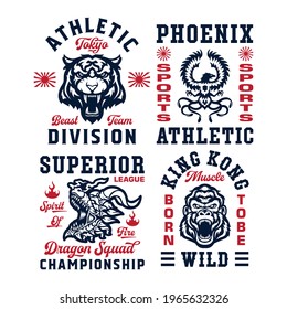 Set Animal vintage sport vector graphic design