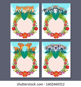 Set of Animals Banner Vector Illustration