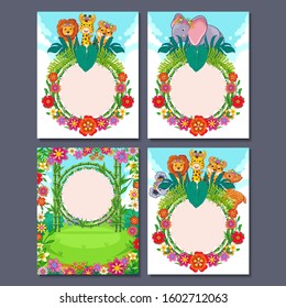 Set of Animals Banner Vector Illustration
