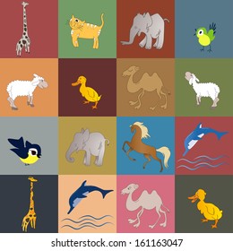 set of animals and birds - vector illustration
