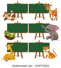 A set of animals and blackboard illustration