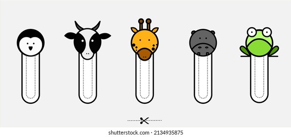 Set of animals bookmark and paper note templates vector design 