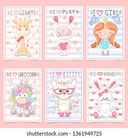 Set animals - cartoon a4 template. Vector eps 10 