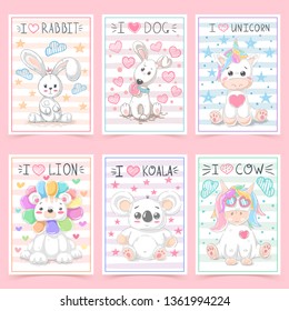 Set animals - cartoon a4 template. Vector eps 10 