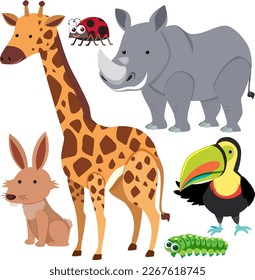 Conjunto de dibujos animados ilustraciones de estilo sencillo